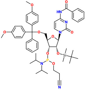 (image for) MC082205 N4-Benzoyl-2'-O-tert-butyldimethylsilyl-5'-O-DMT-cytidine 3'-CE phosphoramidite